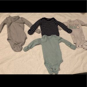 4 striped newborn boy onesies